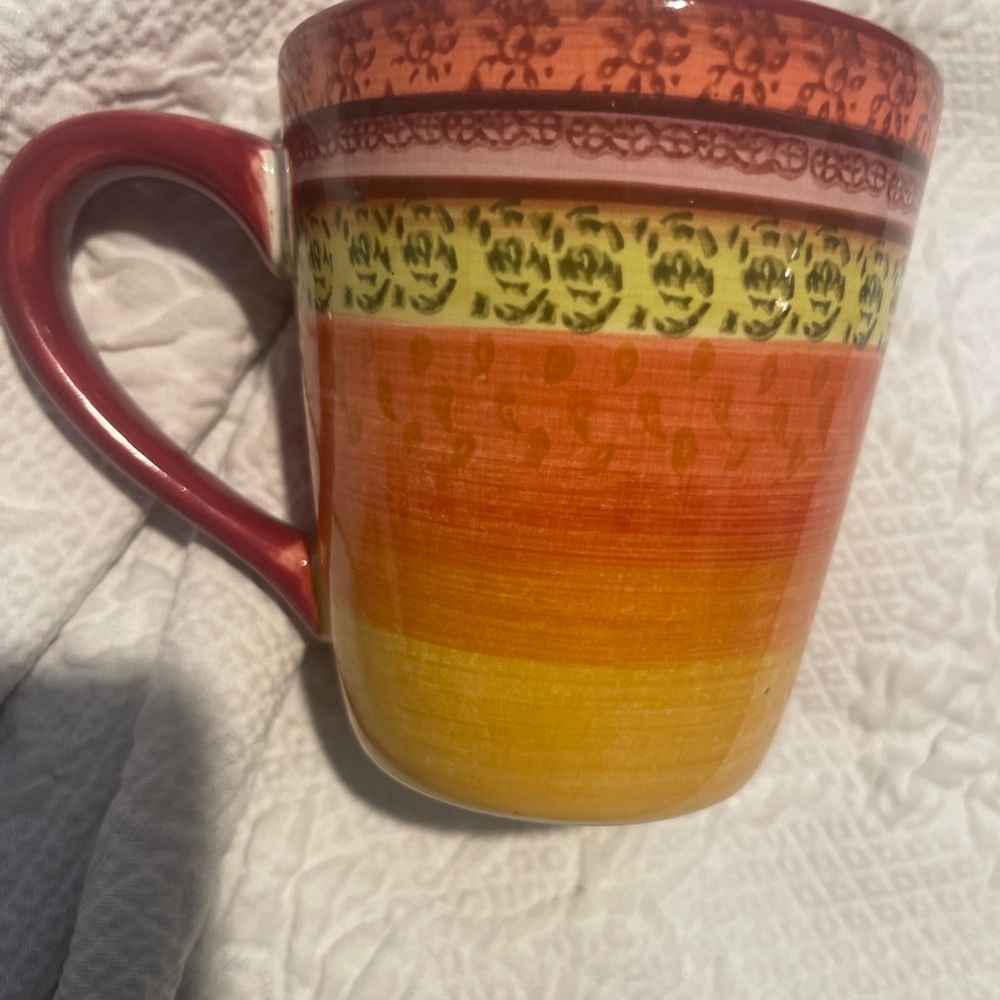 Ceramic Ombre Sunrise 3 Mugs - Red, Orange & Yellow Garden Ridge Kashmir pattern